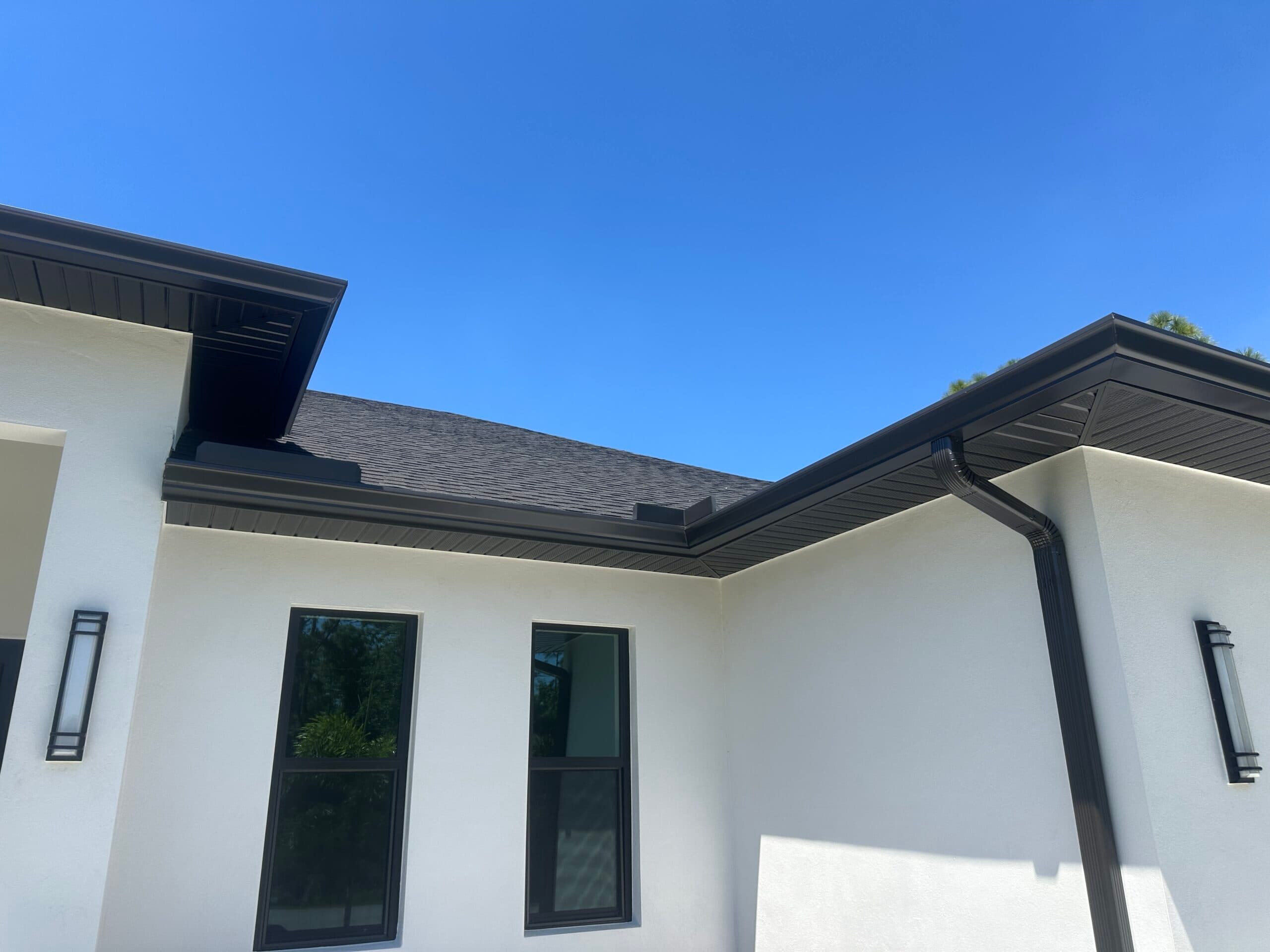 Soffit repair and gutter replacement on canal-front home in Punta Gorda FL